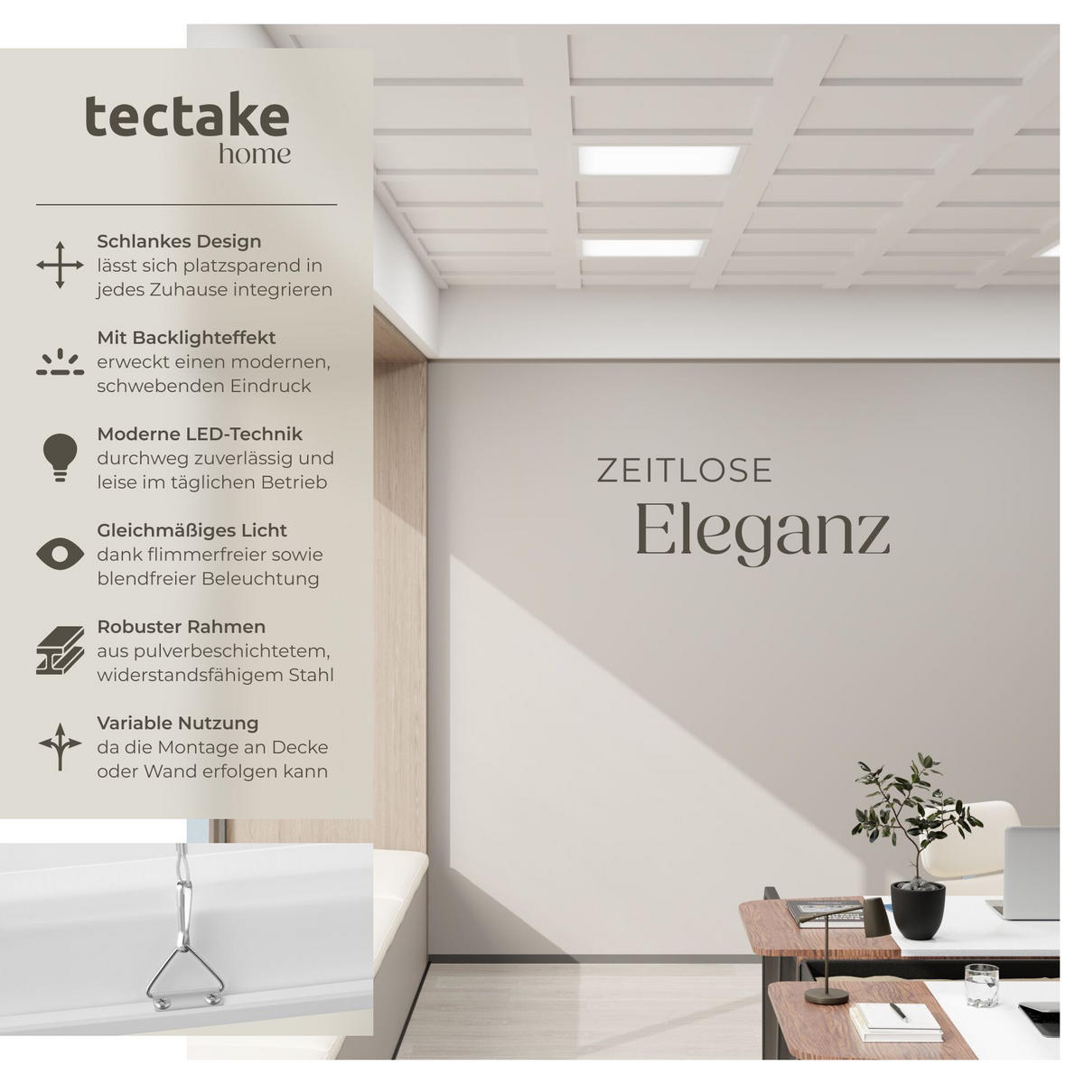 LED-PANEEL Lucerna, vielseitige Einsatzmöglichkeiten, weiß - Weiß, Textil (45/45/3.4cm) - tectake