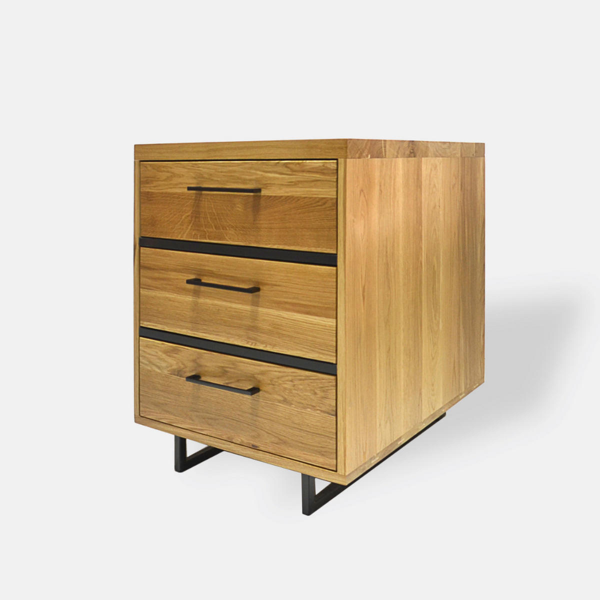 HOLZKOMMODE mit 3 Schubladen und Metallbeinen 60 cm breit HUGON II - Eichefarben, Holz (60/76/60cm) - Rawood Furniture