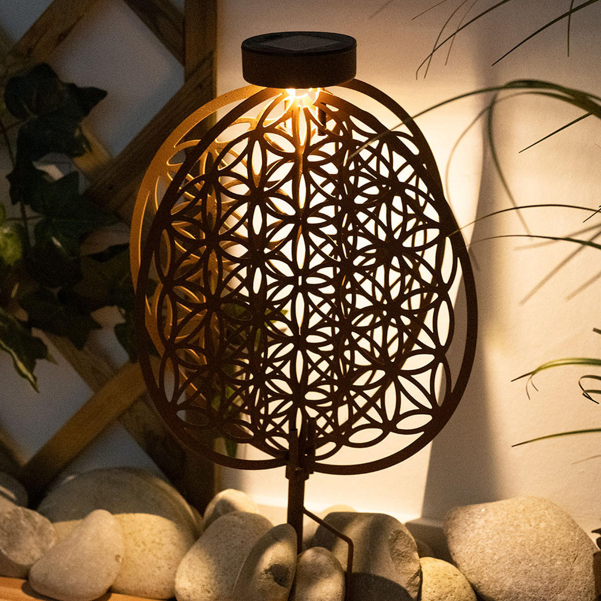 LED AUSSENLEUCHTE Lebensblume Rostfarben Braun - Braun, Metall (20/20/30cm)