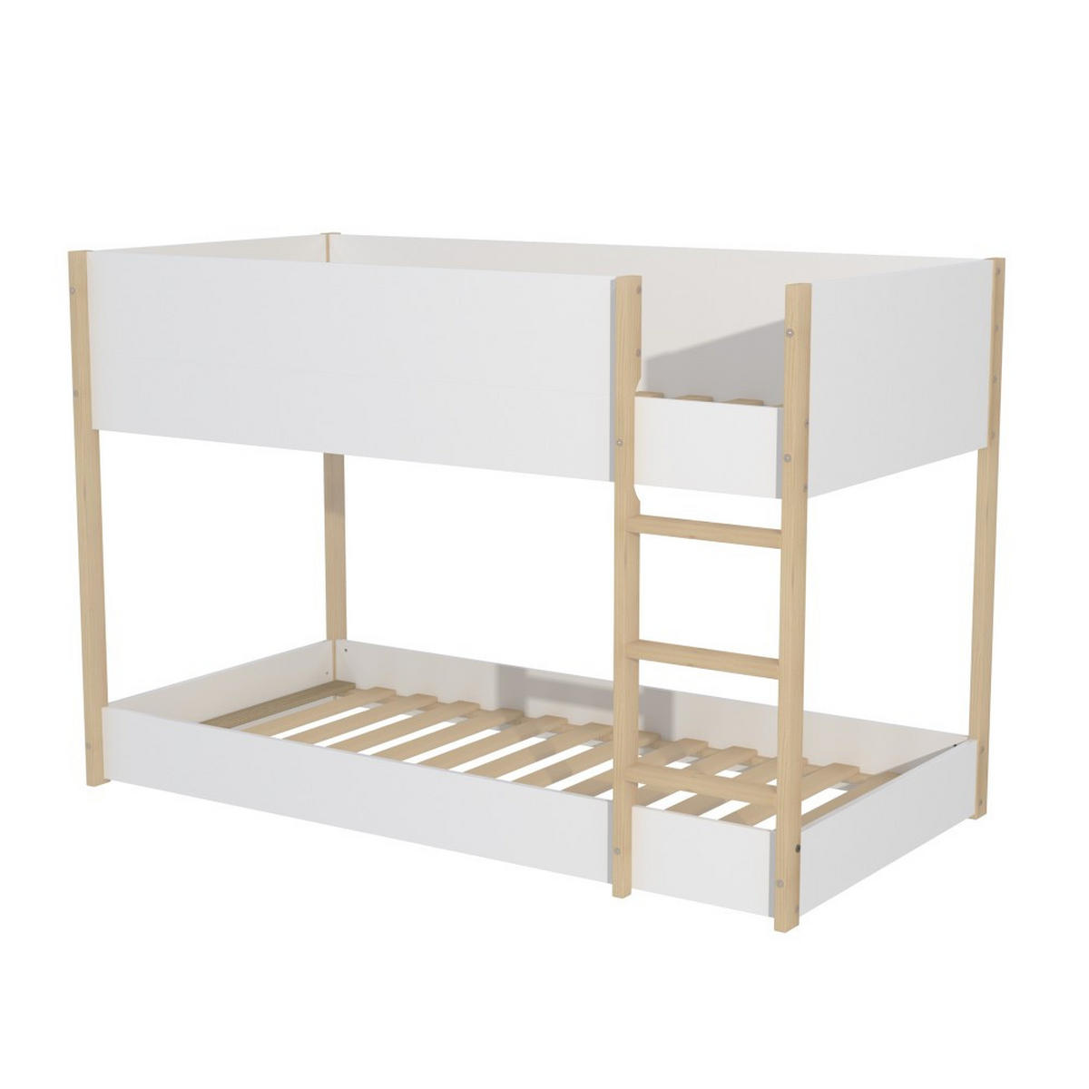 ETAGENBETT BOB / 90x190cm - Weiß und helles Holz - Hellbraun/Weiß, Holz (90/190cm) - Weber Industries