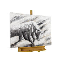 OLEJOMAĽBA 100/75 cm, Zvieratá - čierna/sivá, drevo/textil (100/75cm) - KUNSTLOFT