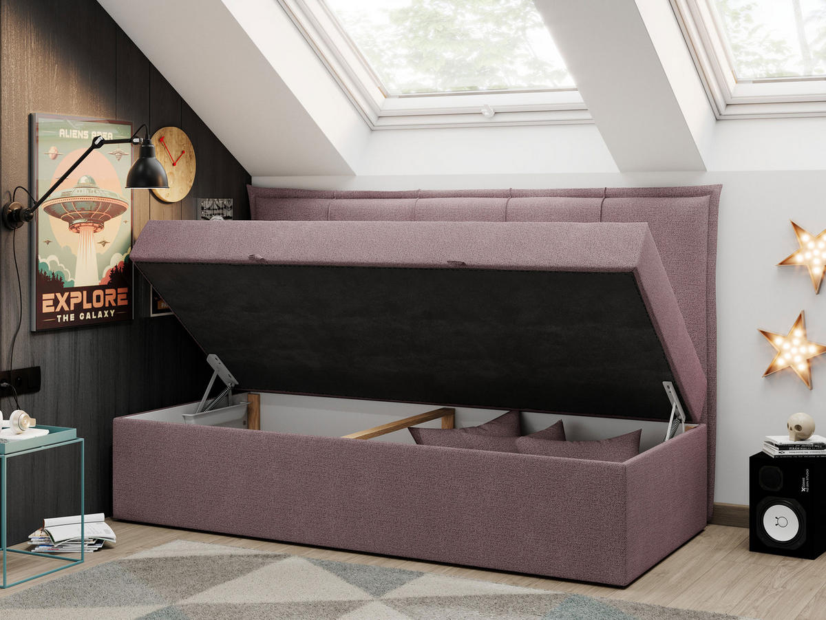 BOXBETT BANCO 90/200 Rosa Struktur - H3 - Rosa, Holz/Textil (90/200cm) - MKS