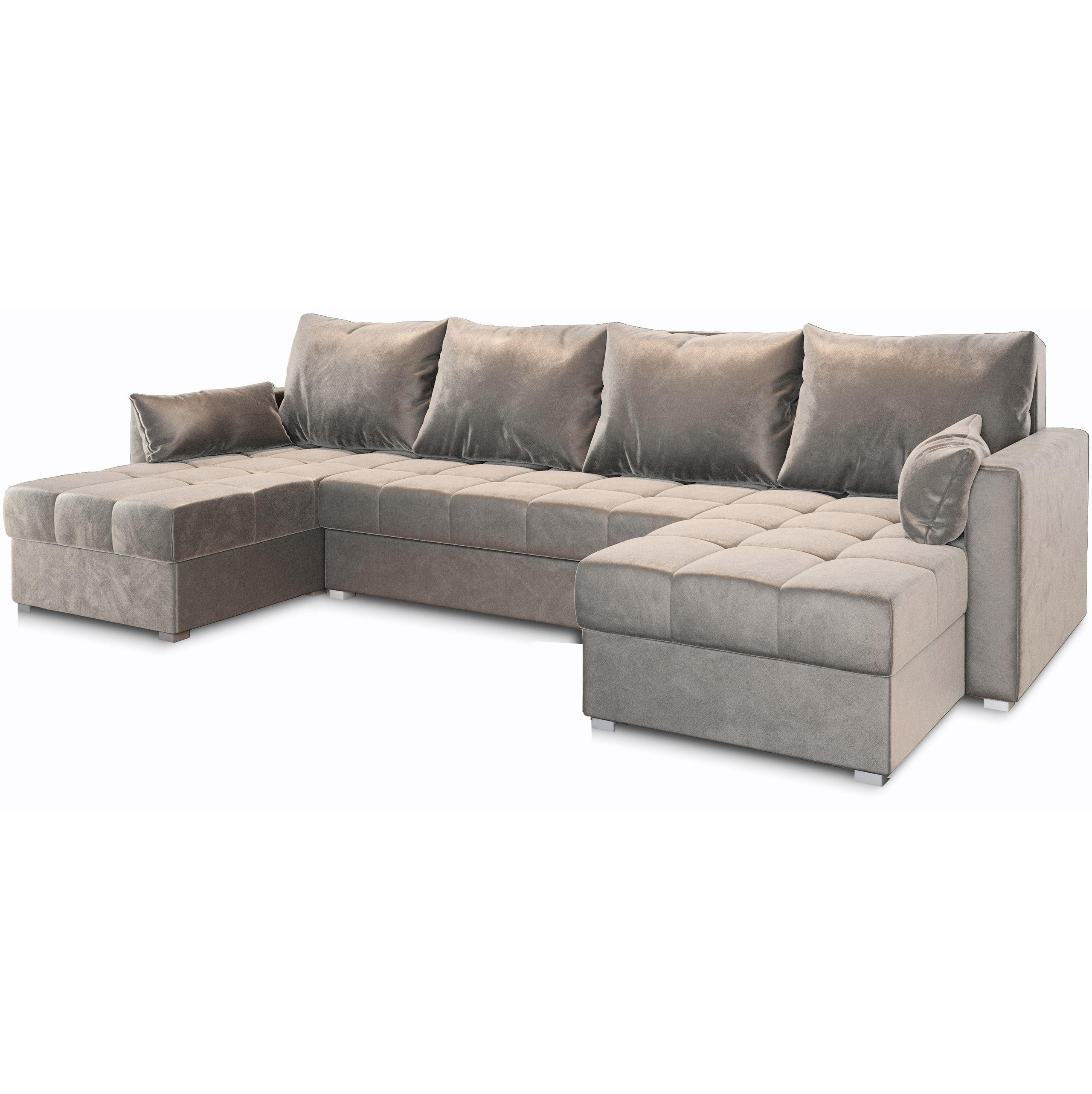 ROHOVÁ SEDAČKA NAKO béžová - šedá/béžová, dřevo/textil (285/140cm) - MASSENO