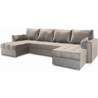 ROHOVÁ SEDAČKA NAKO béžová - šedá/béžová, dřevo/textil (285/140cm) - MASSENO