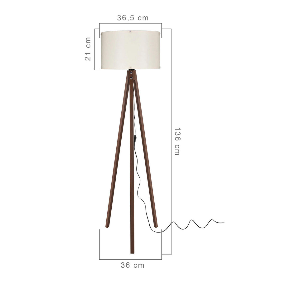 STEHLEUCHTE Guildford - Creme, Textil (37/37/136cm) - lux.pro