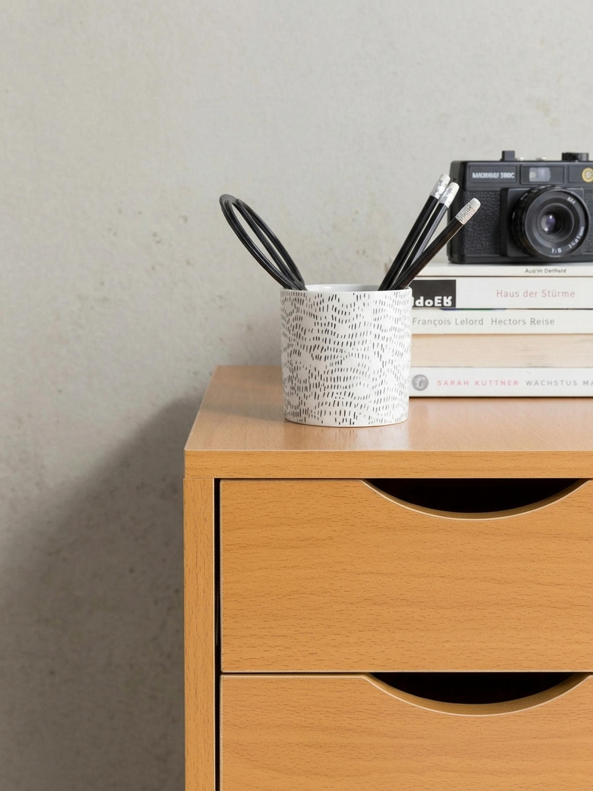 ROLLCONTAINER – Buche, 5 Schubladen, Schreibtischcontainer, Rollen - Schwarz/Braun, Holz/Kunststoff (33/64/38cm) - KADIMA DESIGN