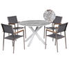 GARTENMÖBEL-SET 4-Sitzer Grau Maletto/Grosseto - Silberfarben/Weiß, Metall - Beliani
