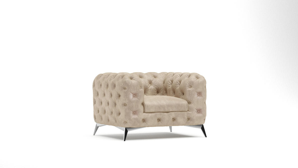 CHESTERFIELD-SESSEL Quantum Beige Samt - Beige/Silberfarben, Holz/Textil (125/75/100cm) - S-Style Möbel
