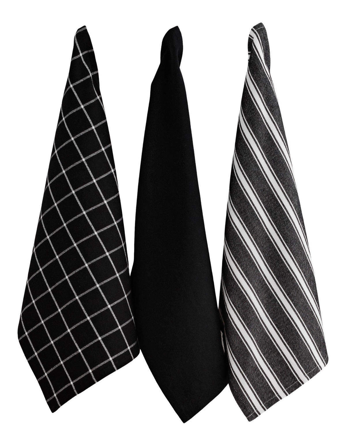 GESCHIRRTUCH-SET Trio - Schwarz, Textil (40/60cm) - home&you