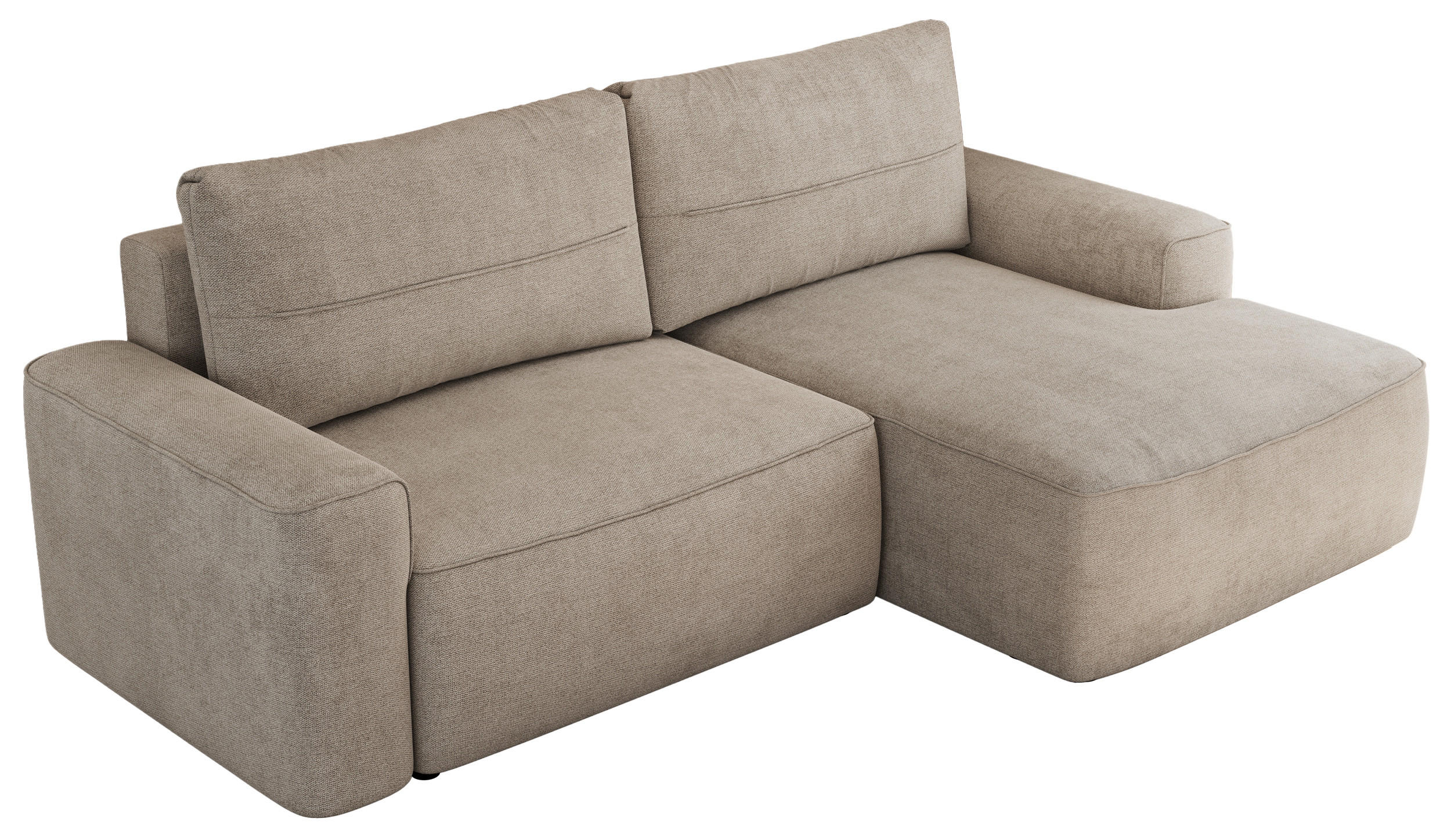 ECKSOFA BELLUNO L Beige Strukture - Rechts - Beige/Schwarz, Textil (233/144cm) - MKS
