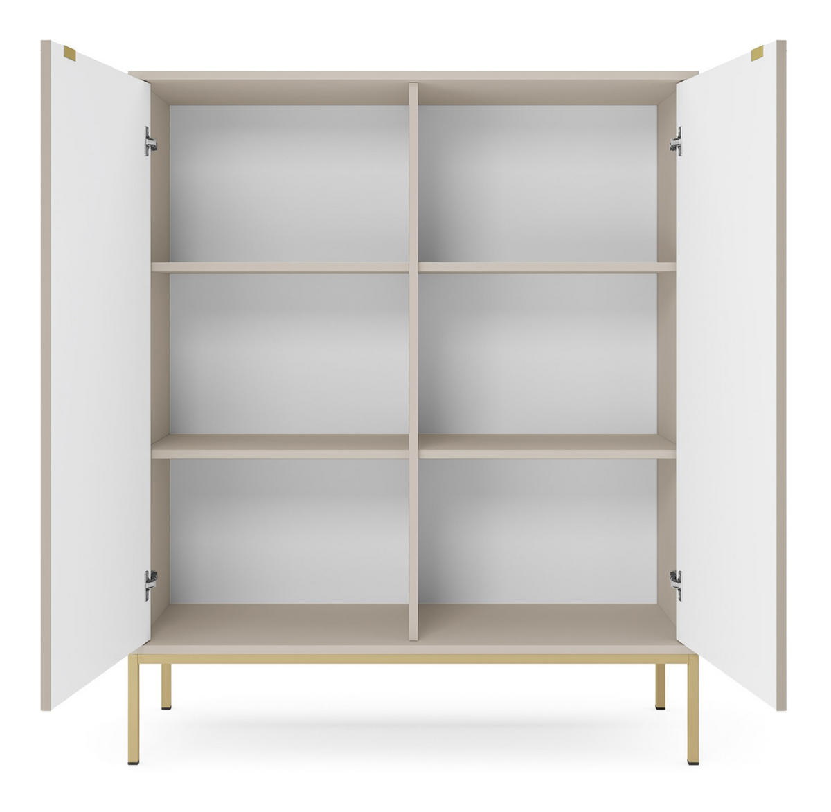 KOMMODE Kaschmir NEW K104 Gerillt Goldfarben - Ecru, Holzwerkstoff (104/125/39cm) - Sepro Meble