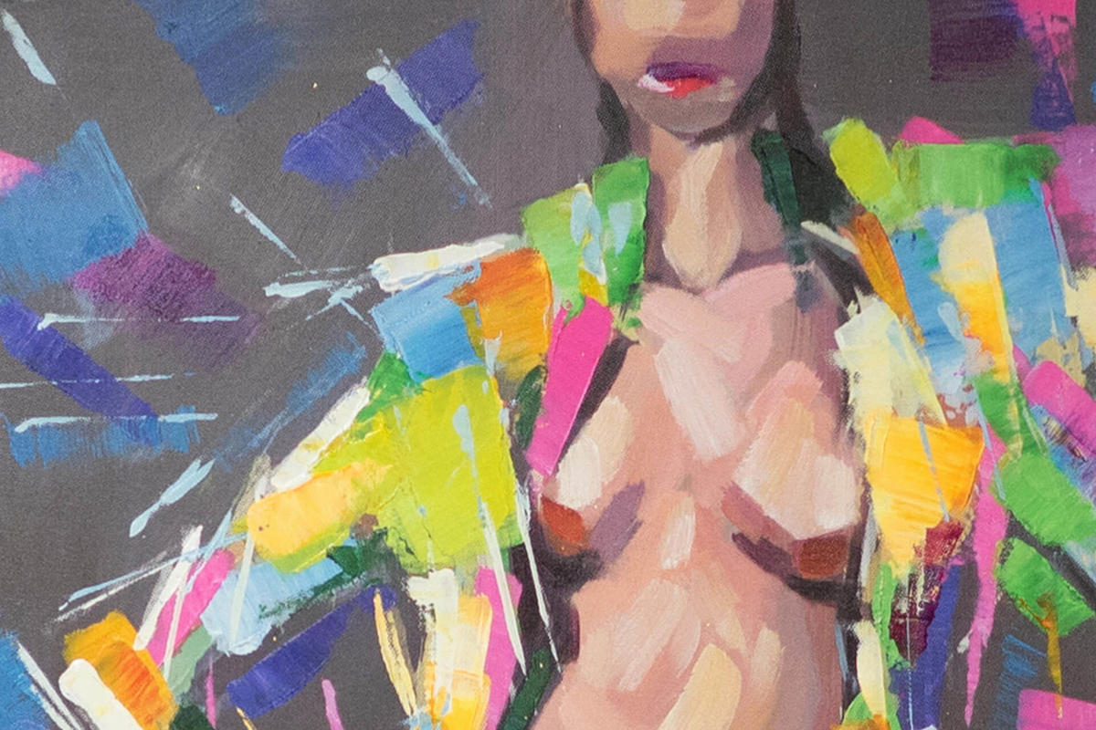 ACRYLBILD HANDGEMALT 40/120 cm - Multicolor/Braun, Holz/Textil (1.52/120cm) - KUNSTLOFT