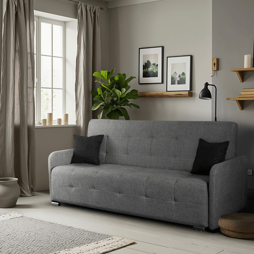 SCHLAFSOFA ARIA Schlaffunktion Zweisitzer Grau - Grau, Holz/Textil (205/94/100cm) - makarowski meble