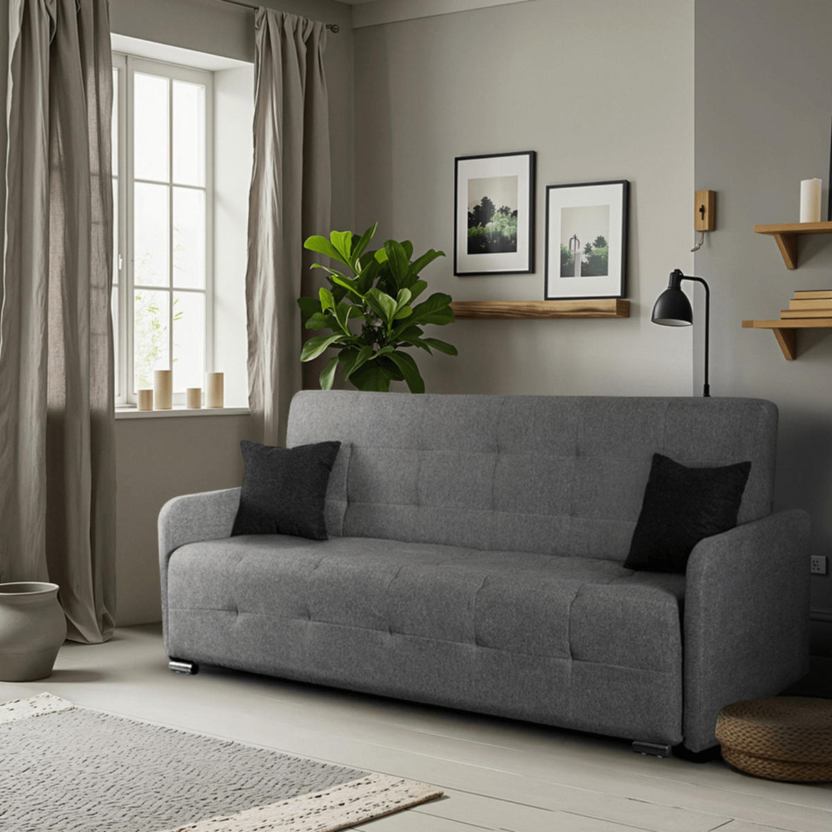 SCHLAFSOFA ARIA Schlaffunktion Zweisitzer Grau - Grau, Holz/Textil (205/94/100cm) - makarowski meble