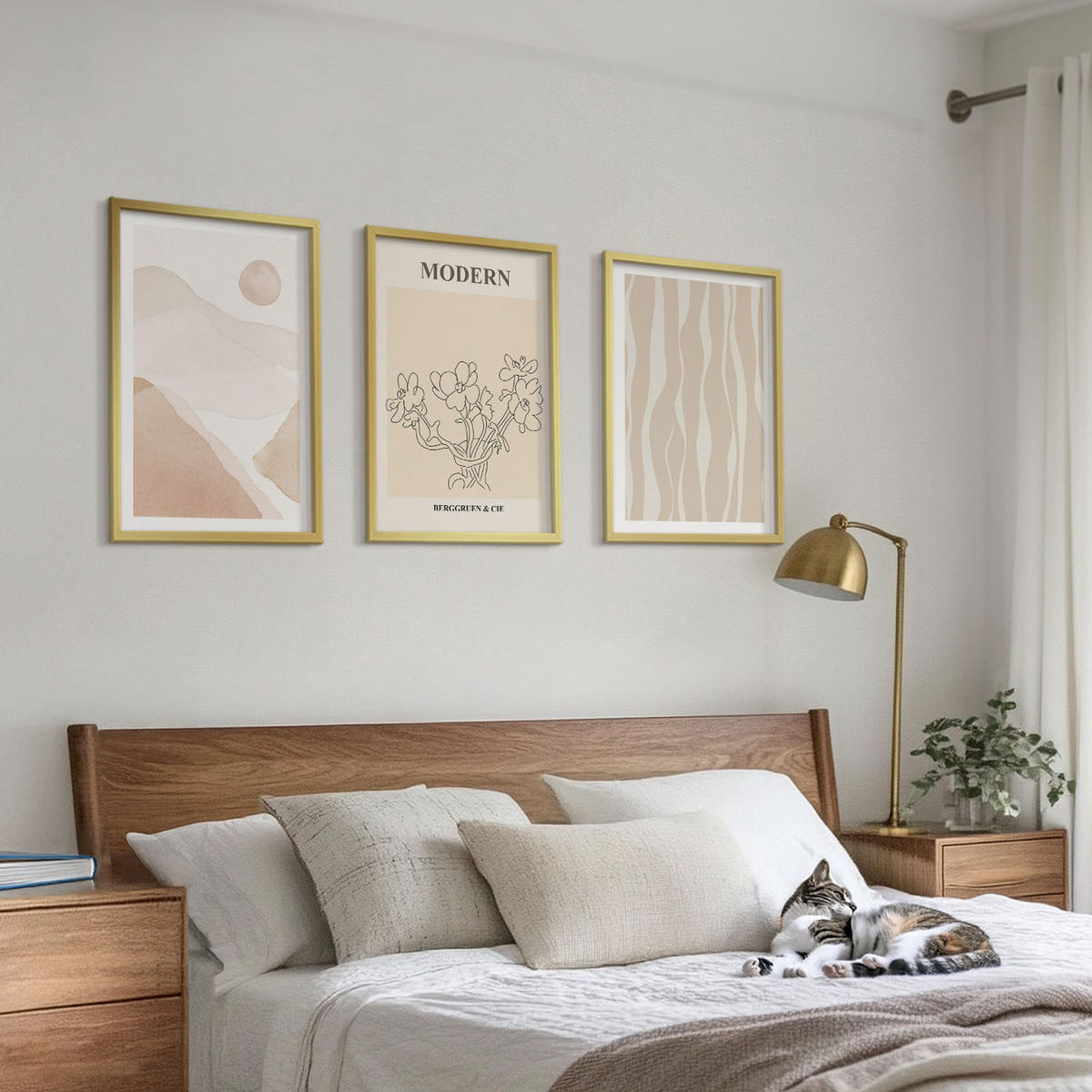 BILDER SET 3er Set - 40x60 cm Goldrahmen - Abstrakte Formen und Farben - Goldfarben, Kunststoff (40/60cm) - TULUP