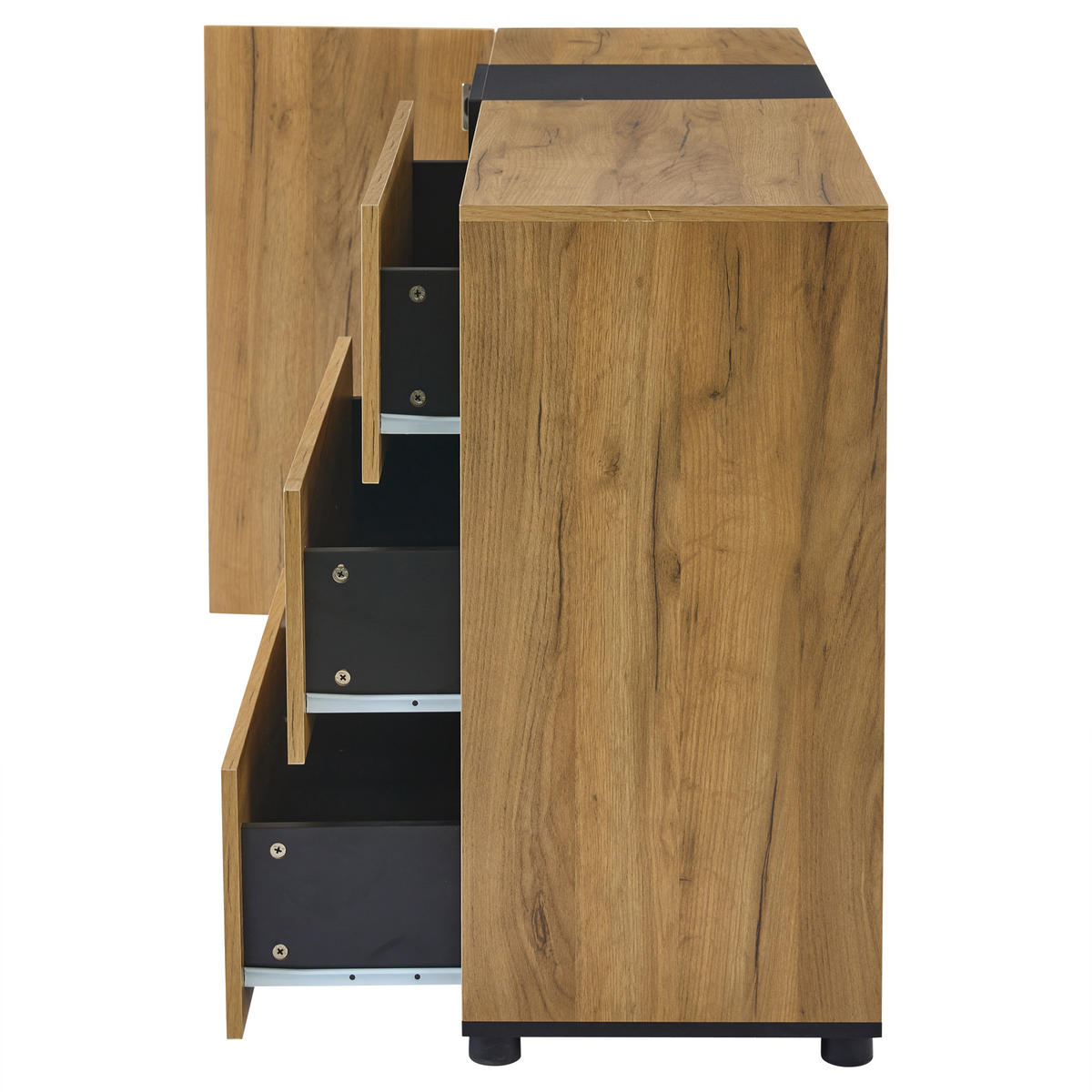 SIDEBOARD Glas 3 Schubladen 140cm Modern Stauraum Anrichte - Multicolor, Holzwerkstoff (40/80/140cm) - FLIEKS