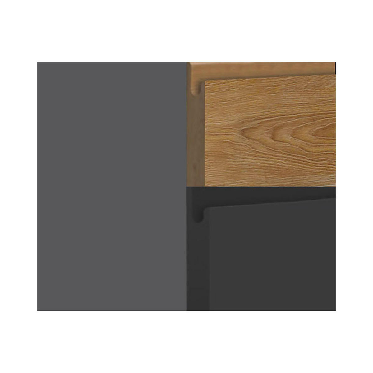 WINKELKÜCHE lava / Acryl graphit matt & Pembroke, Arbeitsplatte District Dark 10-teilig - Braun/Grau, Holzwerkstoff (302/243/232cm) - Feldmann-Wohnen