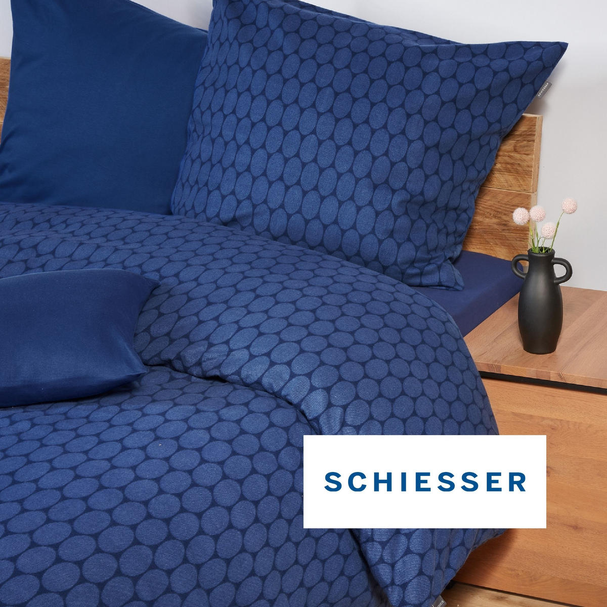 BETTWÄSCHESET Drops - Feinbiber - 2-teilig - 135x200 cm - Dunkelblau - Dunkelblau, Textil (135/200cm) - SCHIESSER