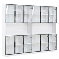 VITRINE LED 240cm Glasvitrine 12 Türen Hochschrank Weiß - Weiß, Glas (240/200/34cm) - FLIEKS