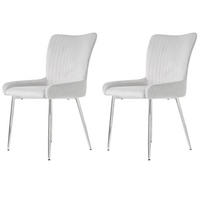 STUHL SET 2 Stück in Grau Samt mit Silberne Metallstützbeinen - Grau, Textil (58/85/47cm) - KOMHTOM