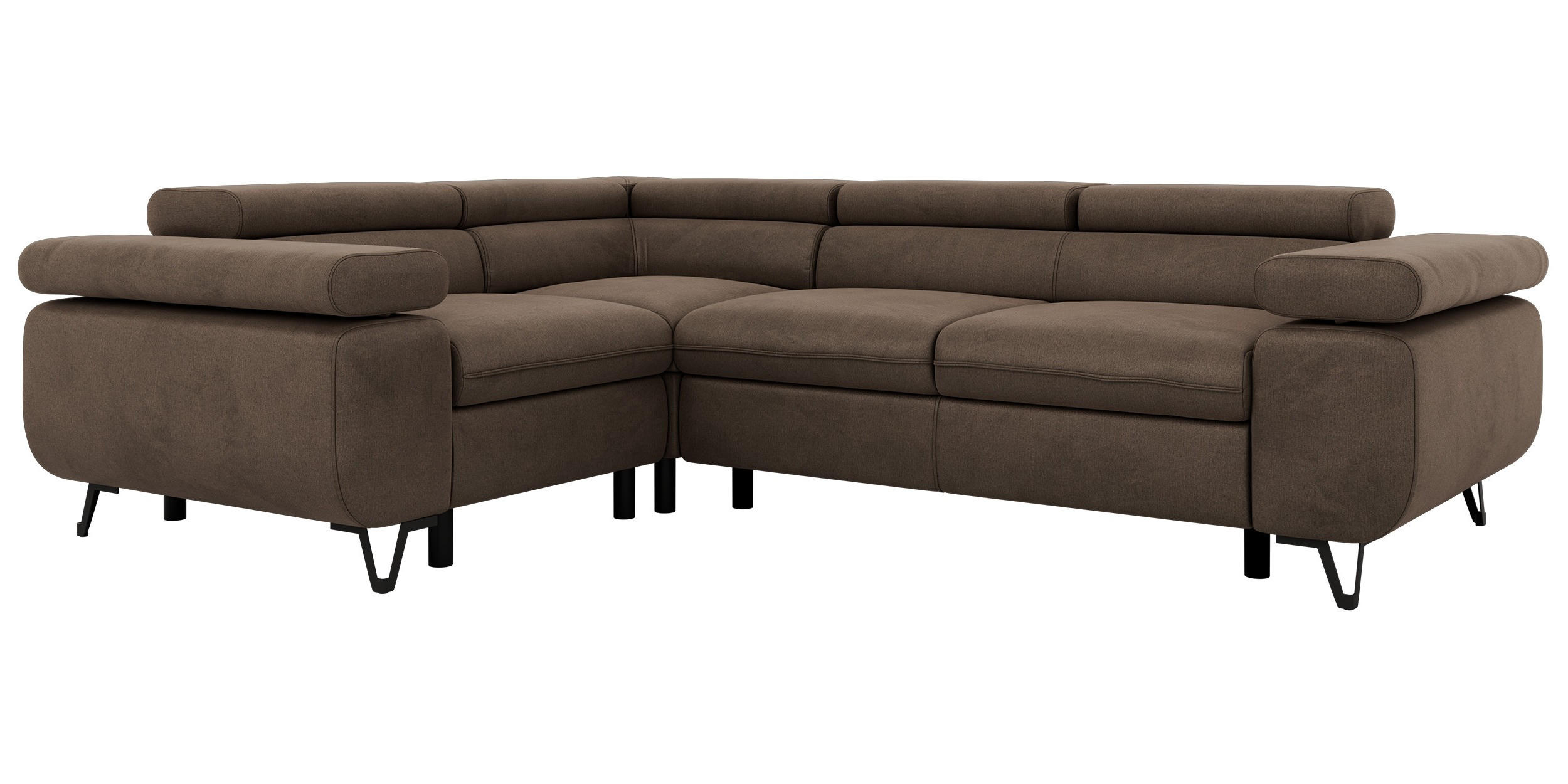 ECKSOFA ORSO L Braun Velvet - Links Seite - Schwarz/Braun, Textil/Metall (197/268cm) - MKS