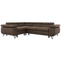 ECKSOFA ORSO L Braun Velvet - Links Seite - Schwarz/Braun, Textil/Metall (197/268cm) - MKS
