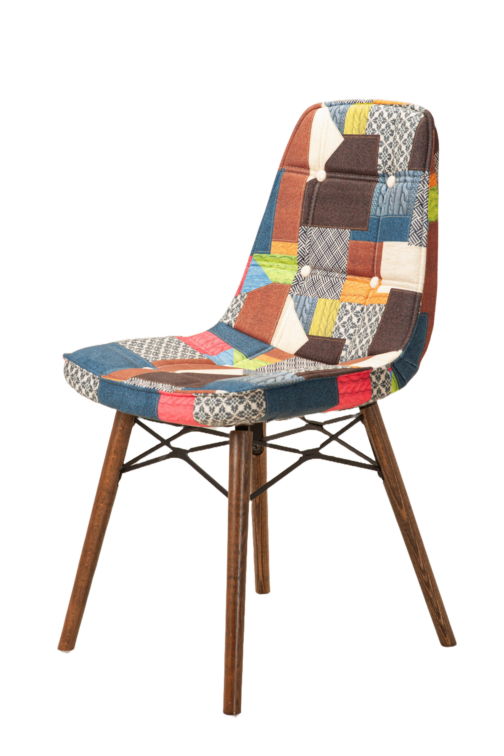 STUHL DENVER mit Holzbeinen - Blau/Multicolor, Holz/Textil (46/85/46cm) - Stuhlmann