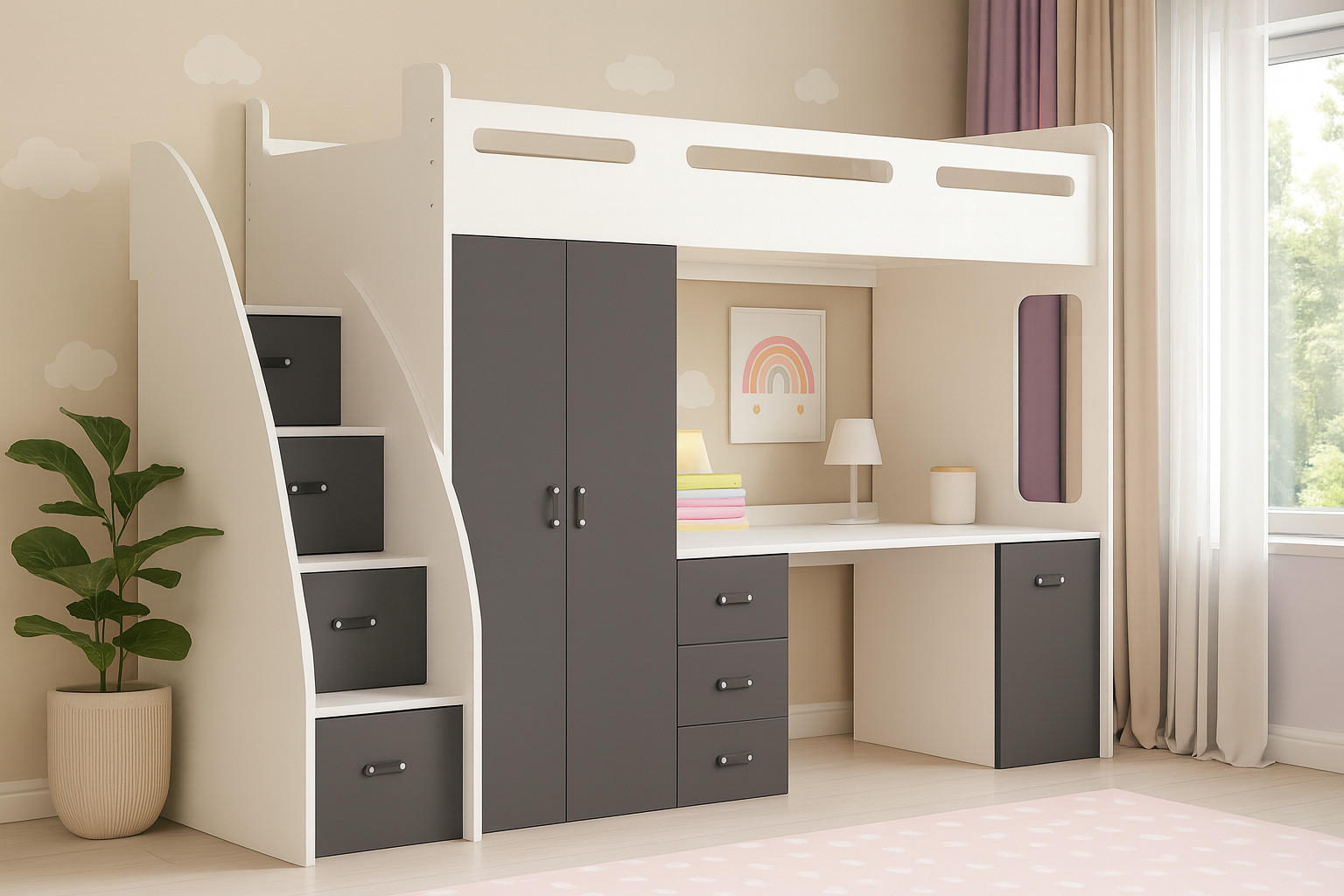 KINDERBETT Zuzia plus grau - Grau, Holzwerkstoff - roe furniture