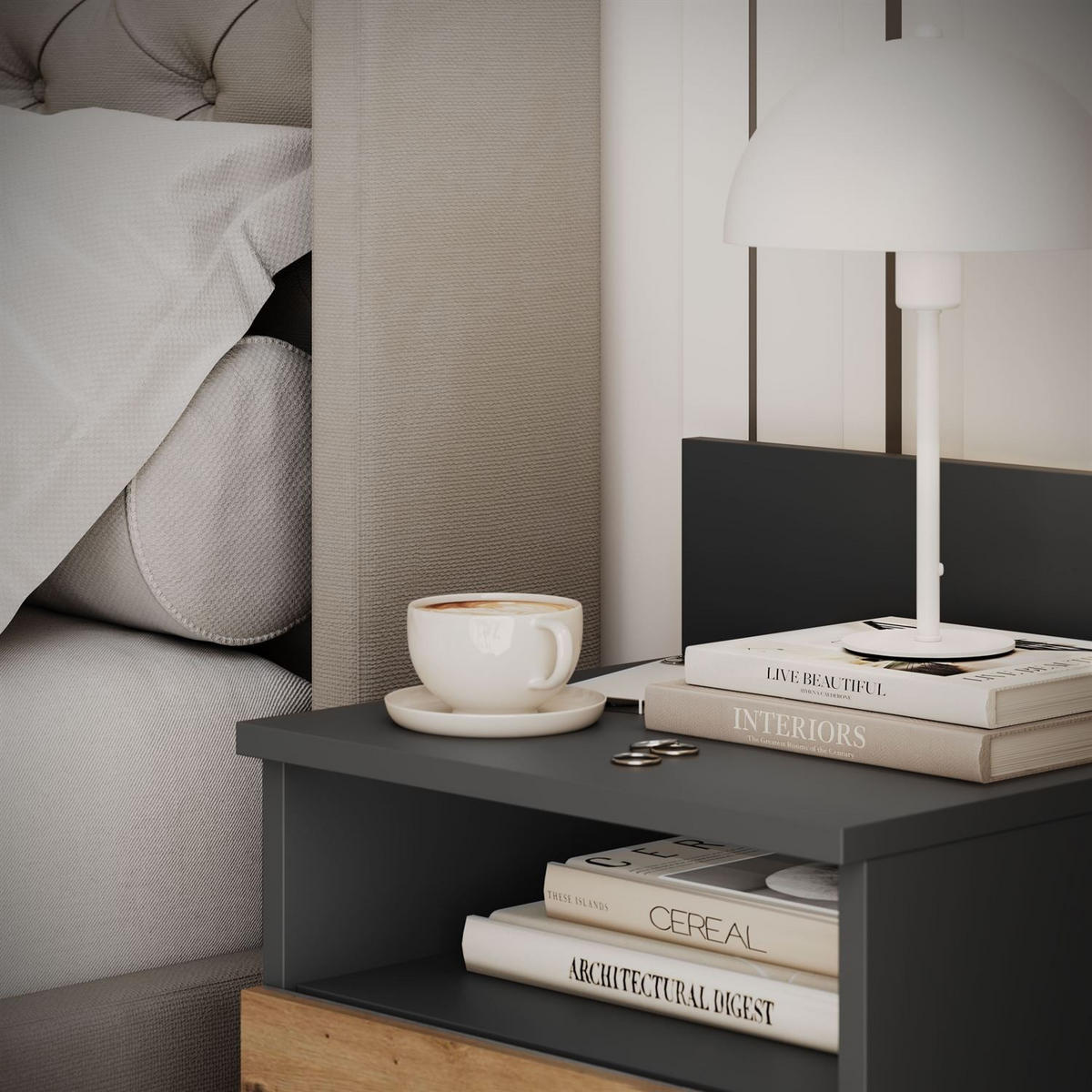 NACHTTISCH HANA M1 Artisan Eiche / Anthrazit - Eiche Artisan, Holzwerkstoff (40/59/32cm) - Lookway