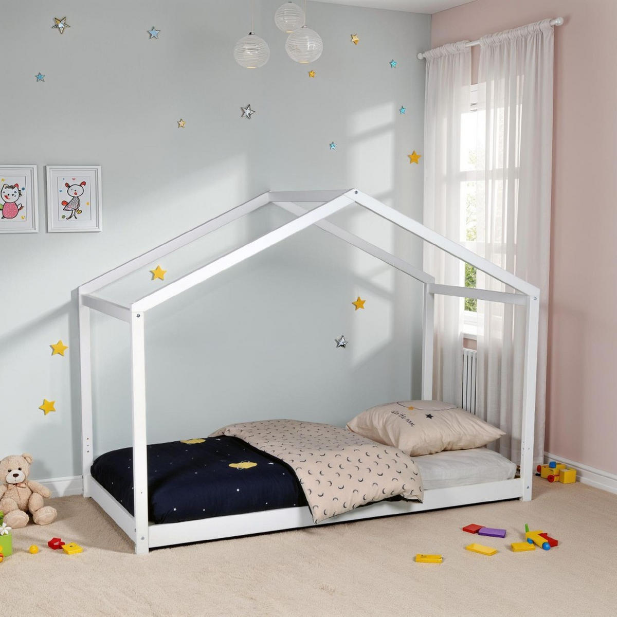 HAUSBETT KOALA MIT LATTENROST/ Kinderbett 90x190 - Weiß - Weiß, Holz (90/190cm) - Weber Industries