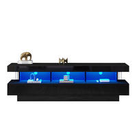 TV-SCHRANK in Schwarz Hochglanz mit 3 Glasablagen und LED 160/38/50.5 cm - Schwarz, Holzwerkstoff (160/50.5/38cm) - Redom