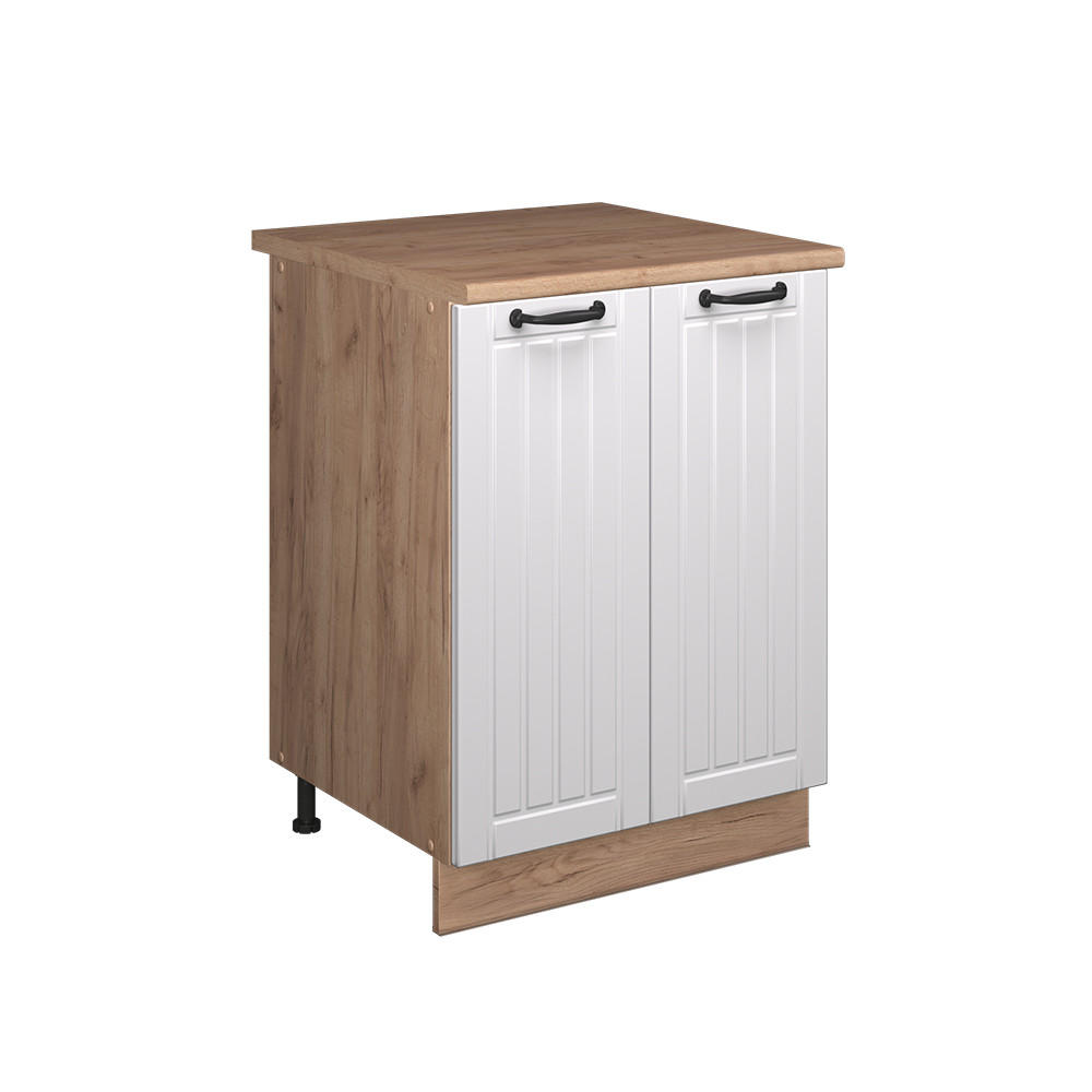 SPÜLENUNTERSCHRANK Fame-Line, Weiß Landhaus/Goldkraft Eiche, 60 cm - Honigeiche/Weiß, Holzwerkstoff (60/82/60cm) - Vicco
