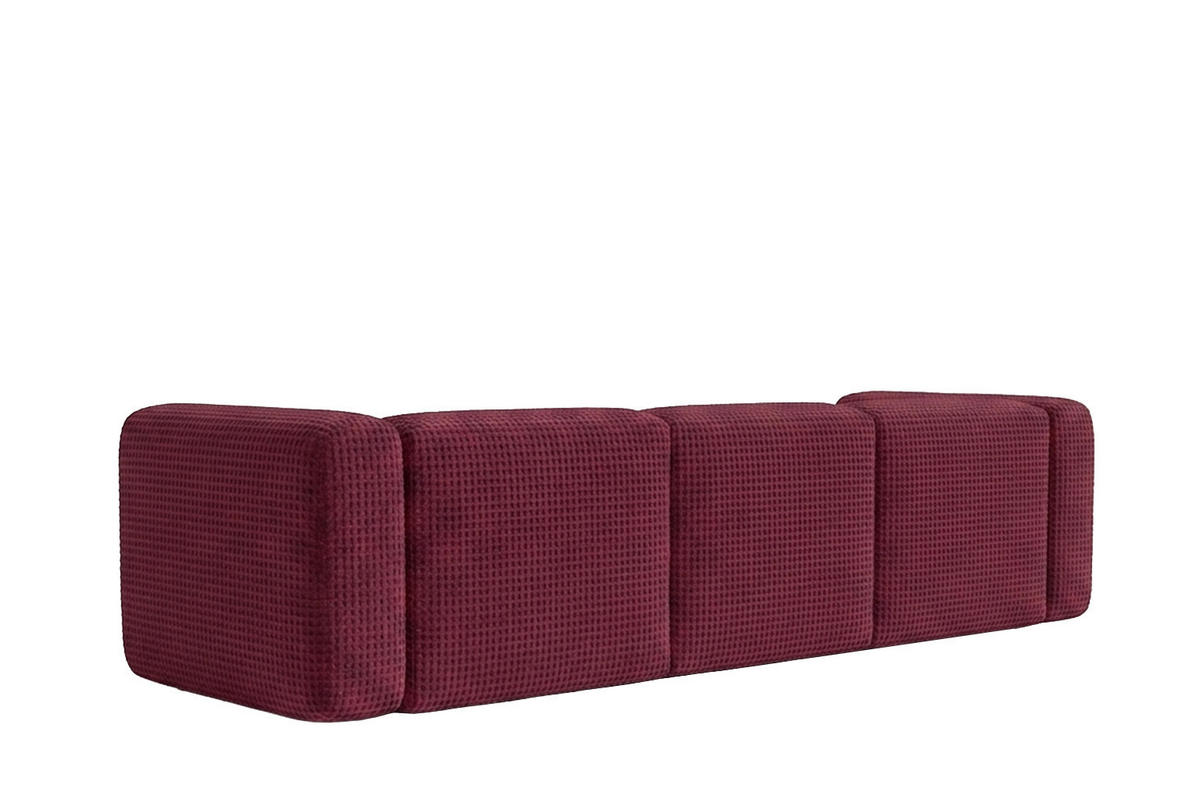 SOFA 3-Sitzer, Chenille-Stoff Cremona, Rotwein, GRETA - Weinrot, Holz (319/70/89cm) - Kaiser Möbel