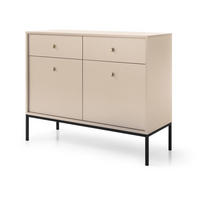 KOMMODE mit Schubladen Monti, 104 cm, 2 Türen, Beige + Schwarz - Beige/Schwarz, Holz/Metall (104/83/39cm) - Emporius