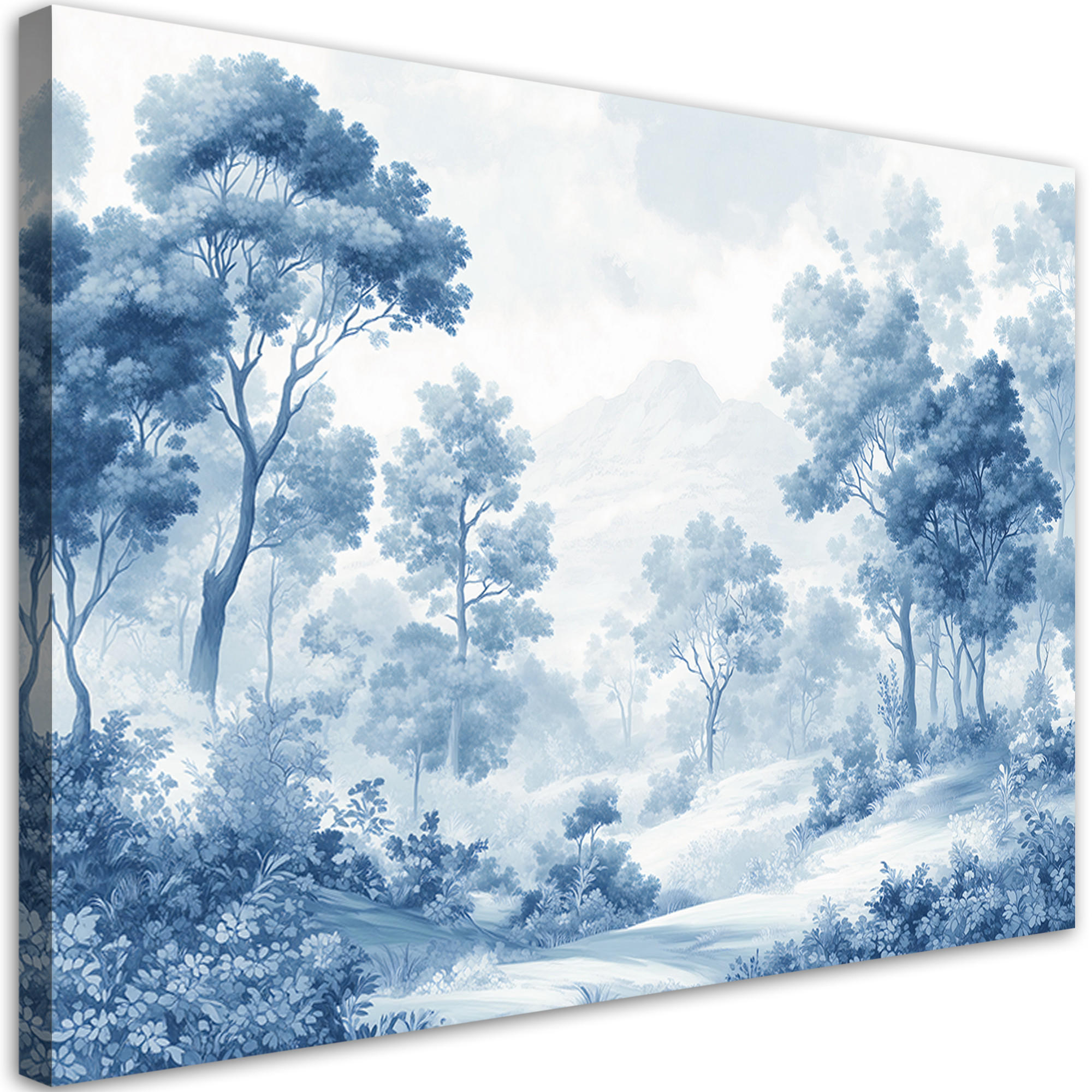 WANDBILD weg durch den wald - Blau, Textil (60/40cm) - Feeby