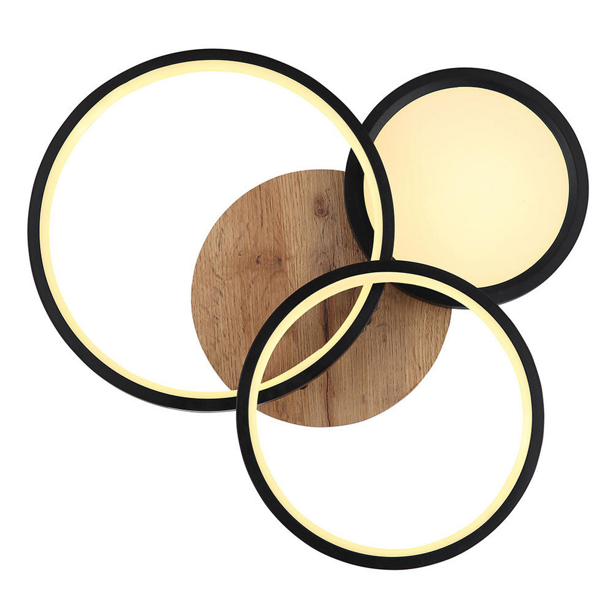 LED DECKENLEUCHTE Holzoptik Braun - Braun, Metall (40/38/10.5cm) - Globo Lighting