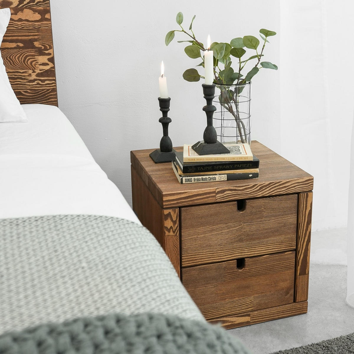 NACHTTISCH aus Massivholz MARIKA 1 - Dunkelbraun, Holz (40/40/40cm) - Seart