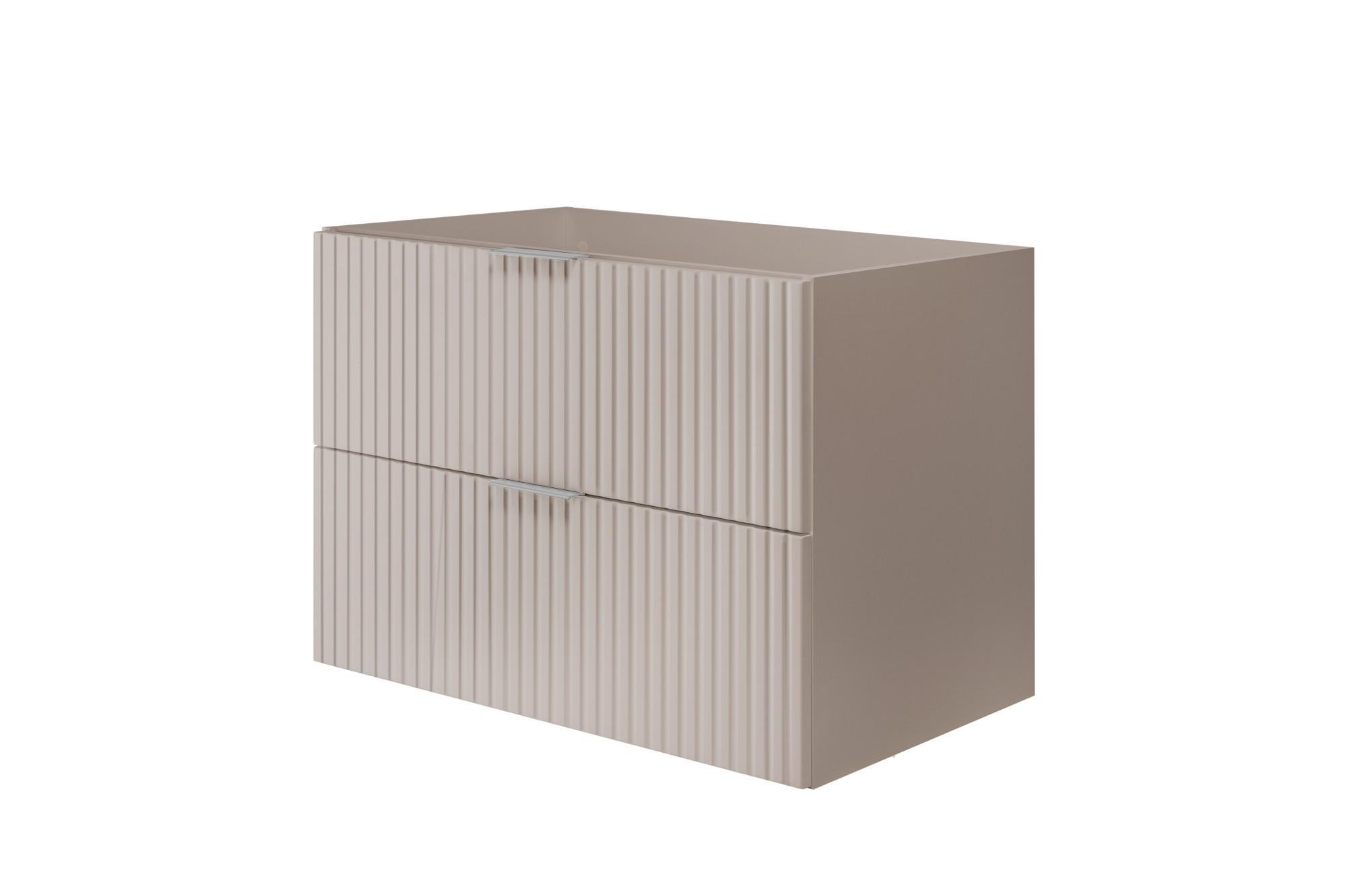 WASCHBECKUNTERSCHRANK, Kaschmir, 80 x 57 x 46 cm, silberner Griff, ohne Arbeitsplatte - Beige/Silberfarben, Holzwerkstoff (80/57/46cm) - 3XE LIVING