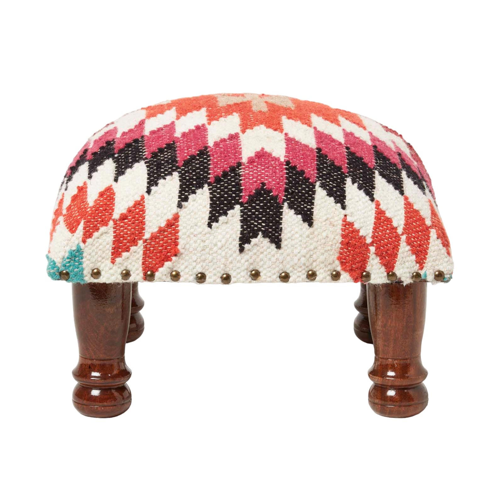 KELIM-HOCKER Manila mit Holzbeinen, Ethno-Muster, 40/40/25 cm - Multicolor, Textil (40/25/40cm) - Homescapes