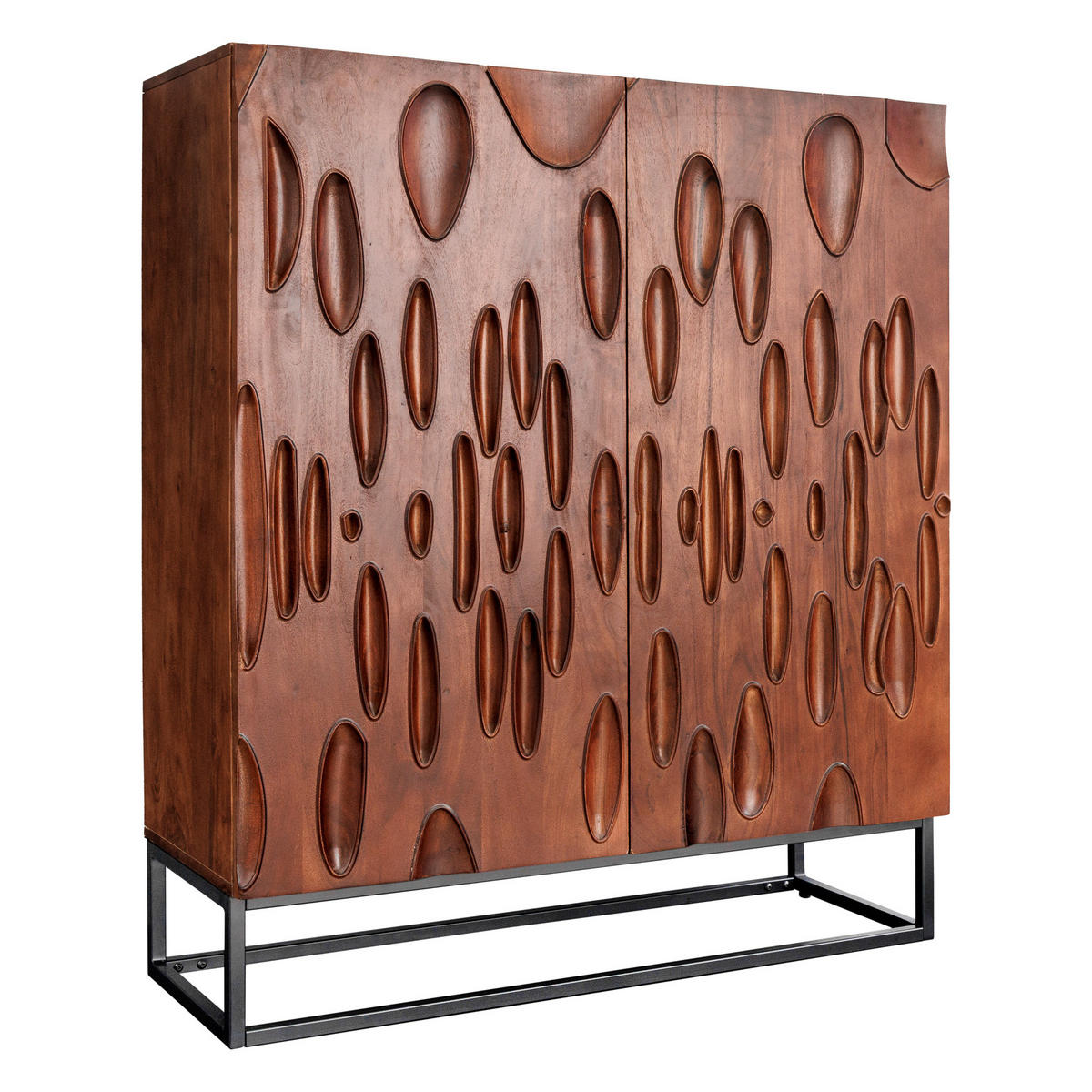 HIGHBOARD DUNE Akazie Braun 120cm - Schwarz/Braun, Holz/Metall (100/120/38cm) - riess-ambiente