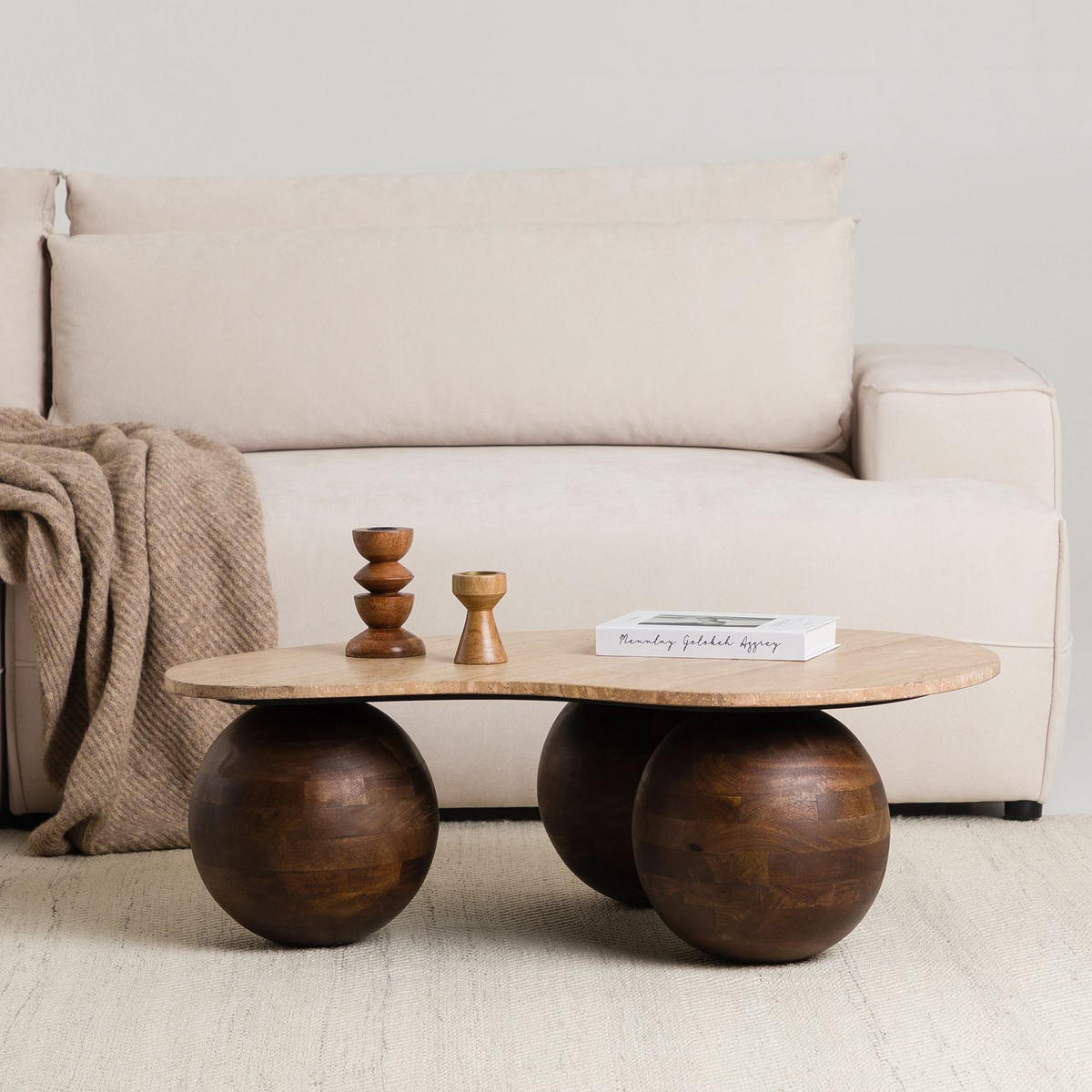 COUCHTISCH LUNI braun/beige - Beige/Braun, Naturmaterialien/Holz (65/90/30cm) - IDIMEX