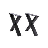 TISCHBEINE 2-tlg Set X-förmige aus Eisen in Schwarz 71-cm hohe 50 x 7 x 71 cm - Schwarz, Metall (50/71/7cm) - Livingandhome