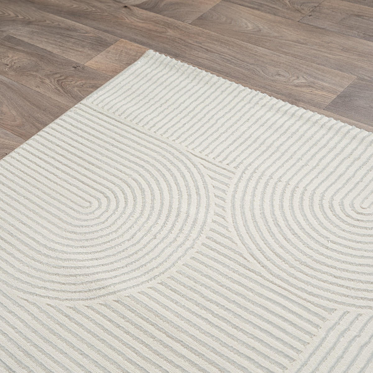 TEPPICH Kurzflor ERESMA Geometrisch Polyester Creme 160 x 230 cm - Creme, Textil (160/230cm) - KADIMA DESIGN