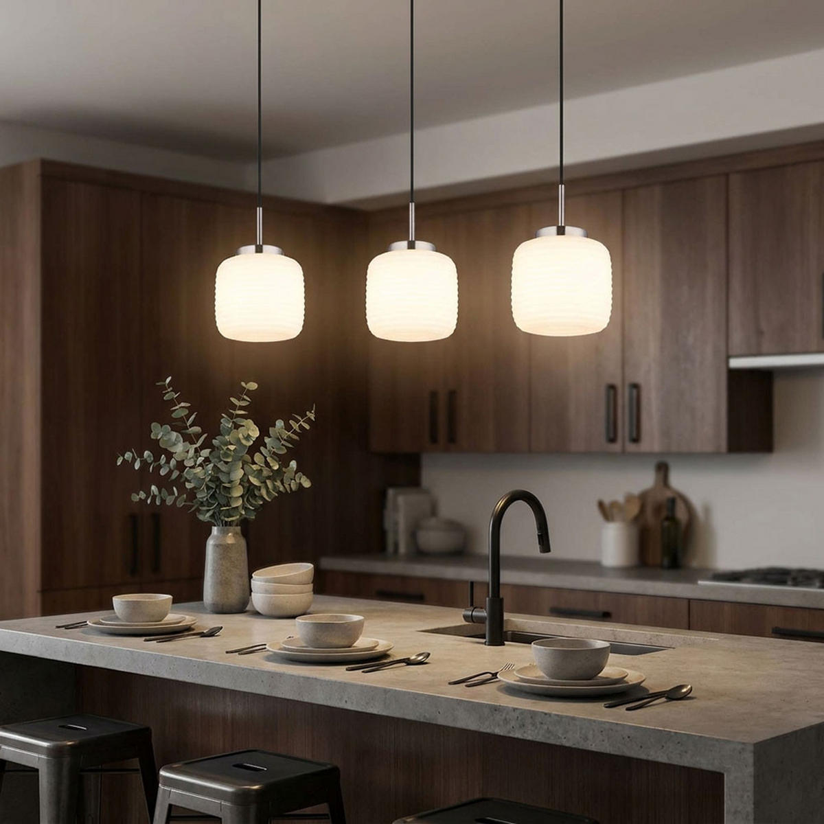 PENDELLEUCHTE Metall Weiß 3-Flammig - Champagner, Glas (90/20/130cm) - Globo Lighting