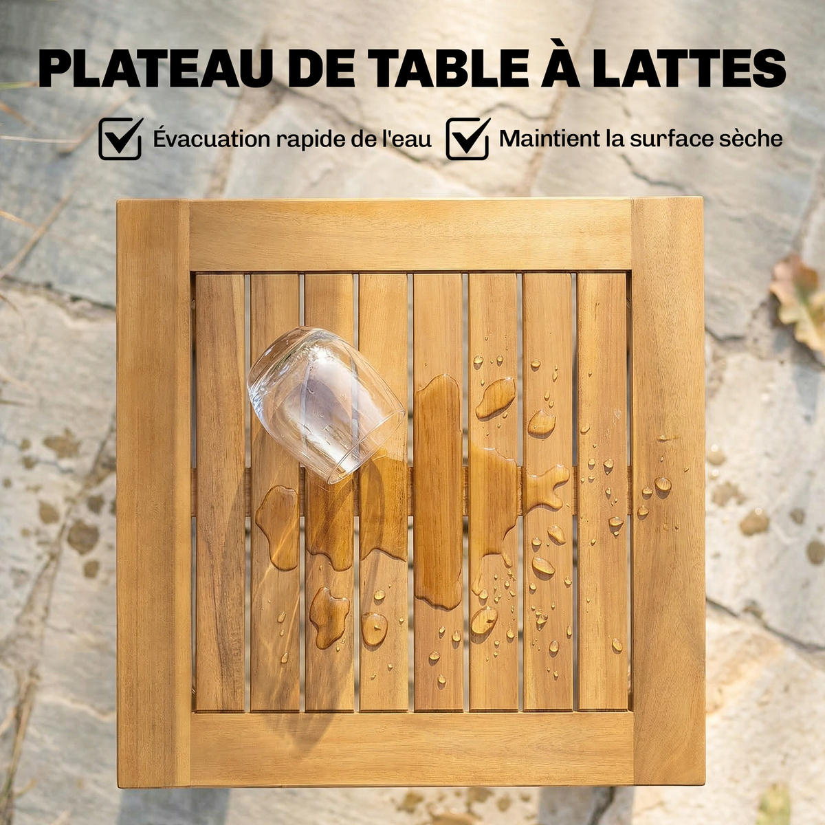 GARTENBEISTELLTISCH DE-14222 quadratisch, Akazienholz, Lattenrost Natur - Naturfarben, Holz (48/48/46cm) - ComfortXL