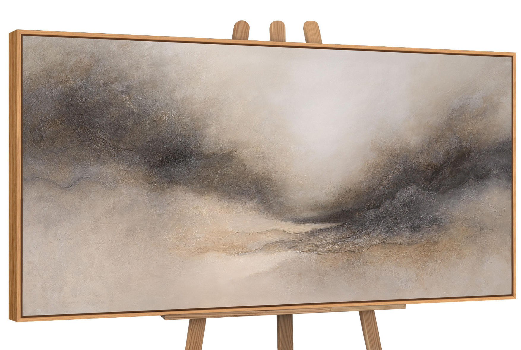 GEMÄLDE Nebliger Morgen Schattenfugenrahmen Eichefarben 120x60 cm - Eichefarben, Holz (120/60cm) - YS-art gallery