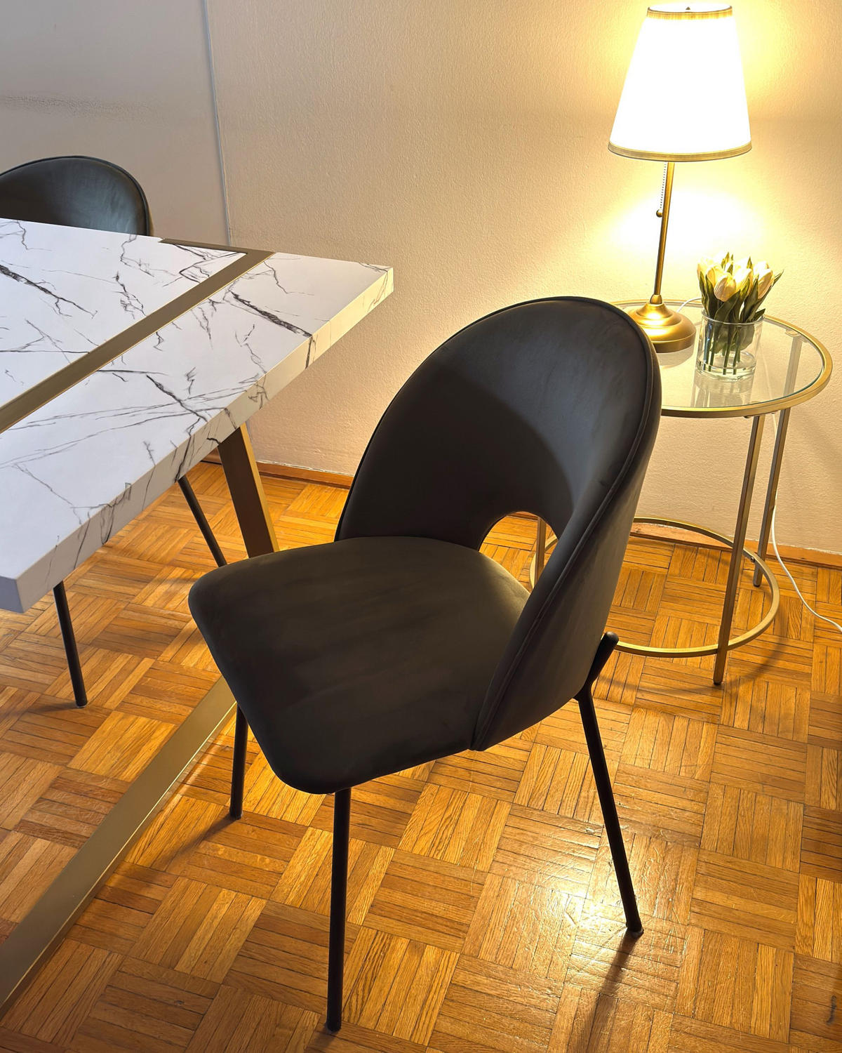 JÍDELNÍ ŽIDLE sada 2 ks Sametová látka zelená Covelo - černá/zelená barva, textil (46/84/45cm) - Beliani