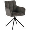 ARMLEHNENSTUHL Stoff Dunkelgrau - Dunkelgrau/Schwarz, Textil/Metall (59/87/59cm) - CLP