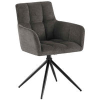 ARMLEHNENSTUHL Stoff Dunkelgrau - Dunkelgrau/Schwarz, Textil/Metall (59/87/59cm) - CLP