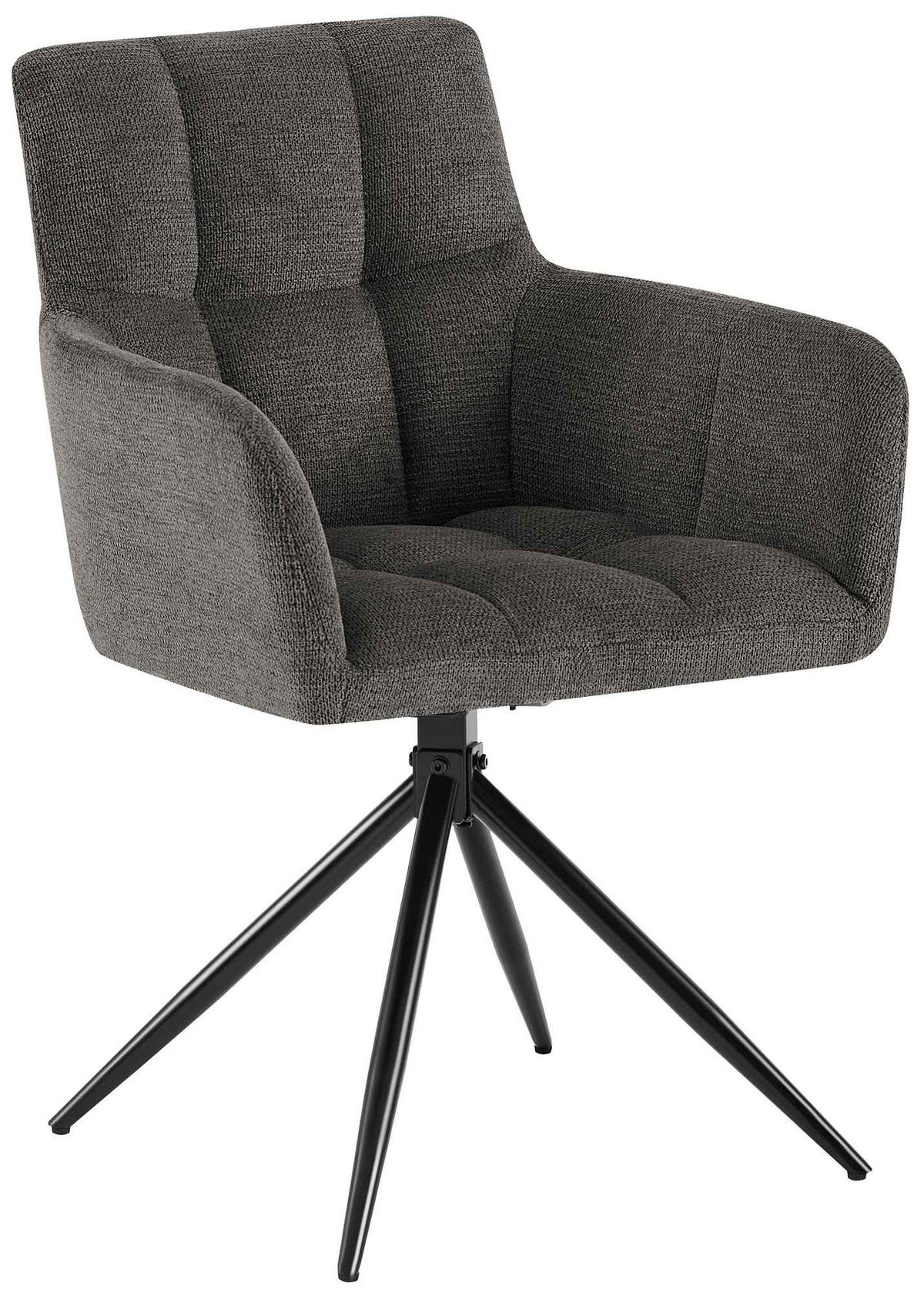 ARMLEHNENSTUHL Stoff Dunkelgrau - Dunkelgrau/Schwarz, Textil/Metall (59/87/59cm) - CLP